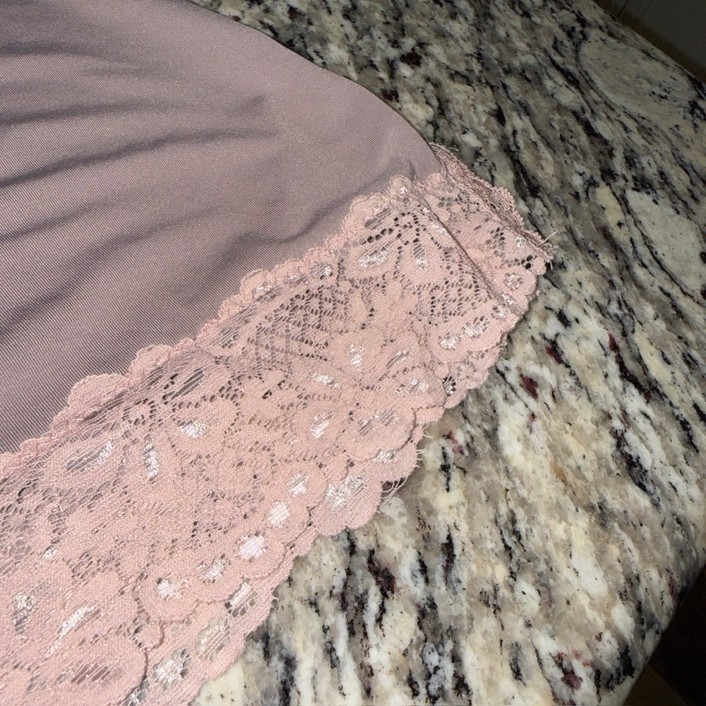 Delta Burke 3X Taupe Stretchy Satin Lace V-Neck Slip Style Nighty Nightgown - Picture 5 of 14